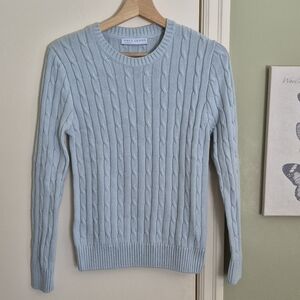 NWOT Luxury Light Blue Cotton Cable Sweater, S, U.K. Brand